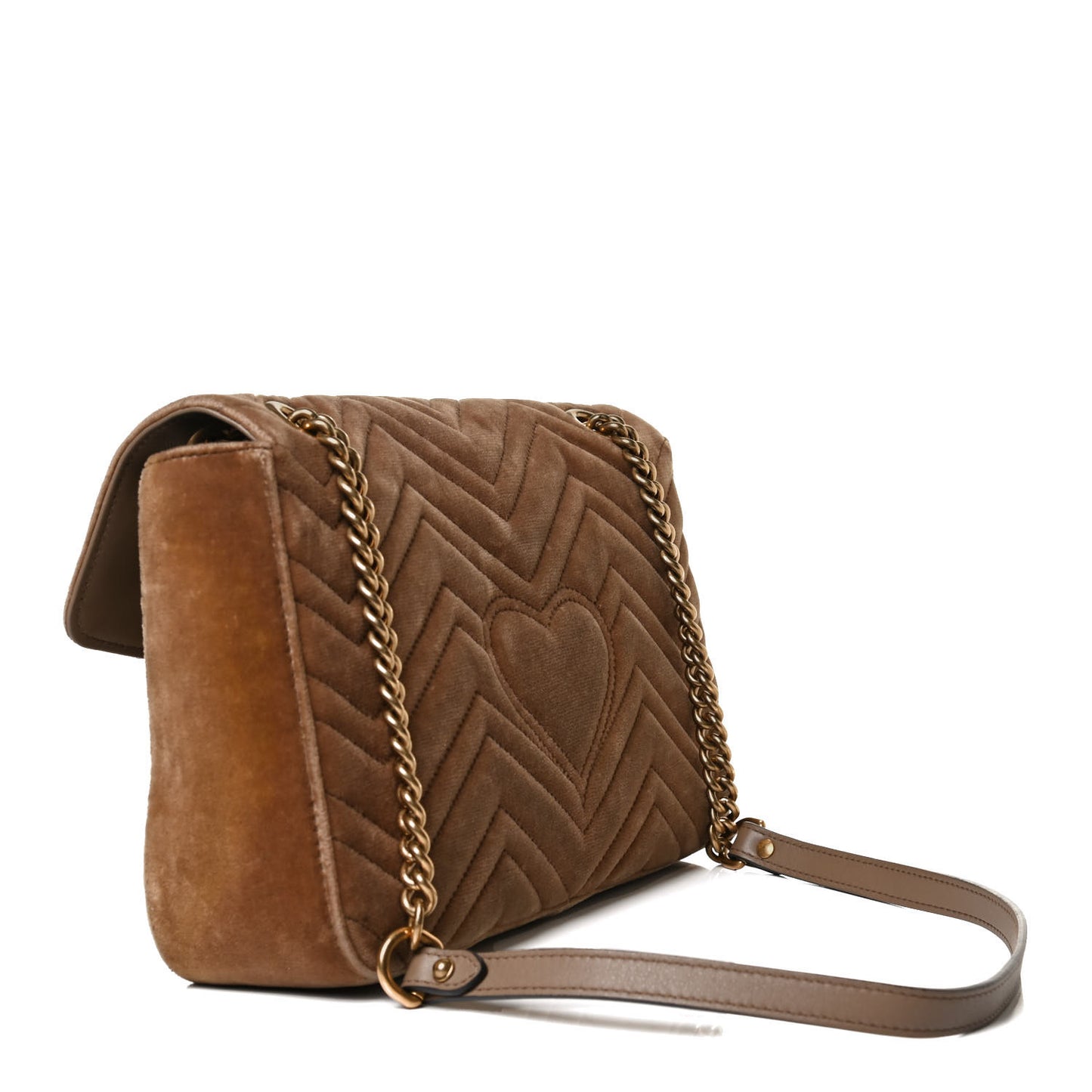 Velvet Matelasse Medium GG Marmont Shoulder Bag Taupe