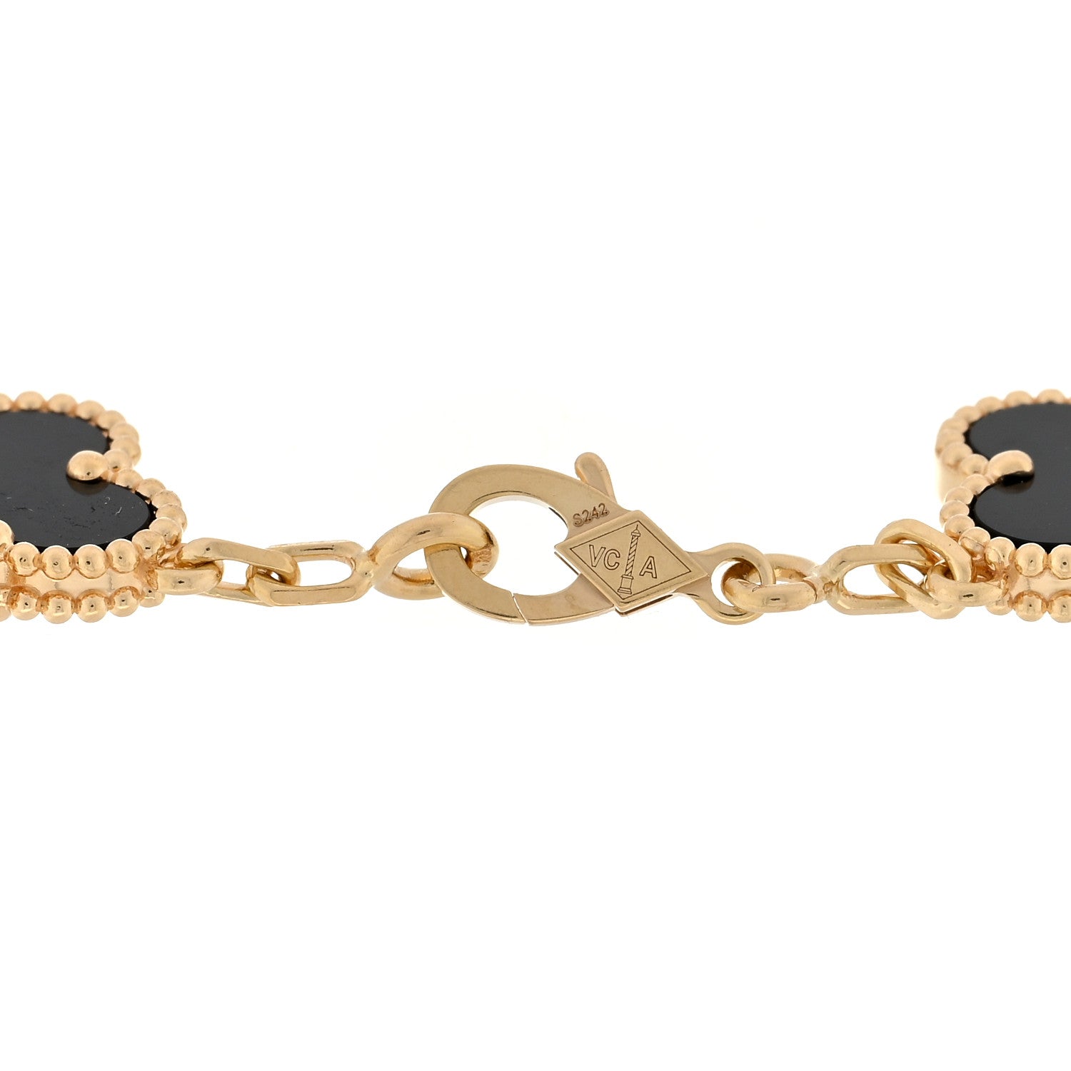 Van Cleef & Arpels 18K Yellow Gold Black Onyx 5 Motifs Vintage Alhambra Bracelet 3 of 3