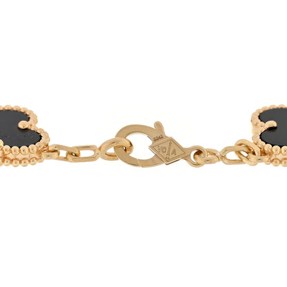 Van Cleef & Arpels 18K Yellow Gold Black Onyx 5 Motifs Vintage Alhambra Bracelet 3 of 3
