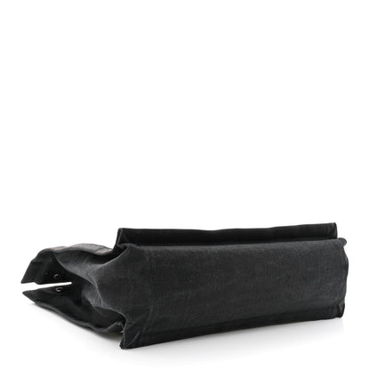 Saint Laurent Linen Calfskin Rive Gauche North South Tote White Black 4 of 15
