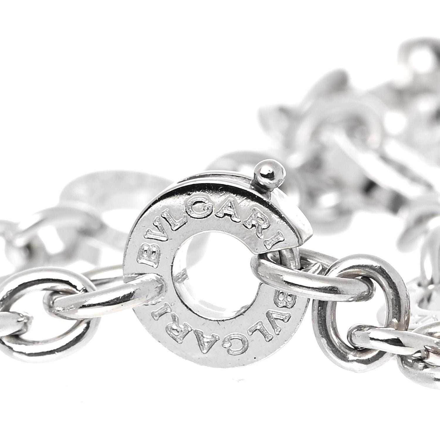 Bulgari 18K White Gold Diamond Disc Charm Bracelet 5 of 7