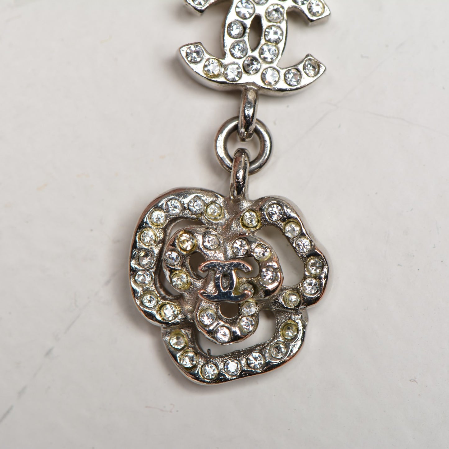 Crystal CC Camellia Necklace Silver
