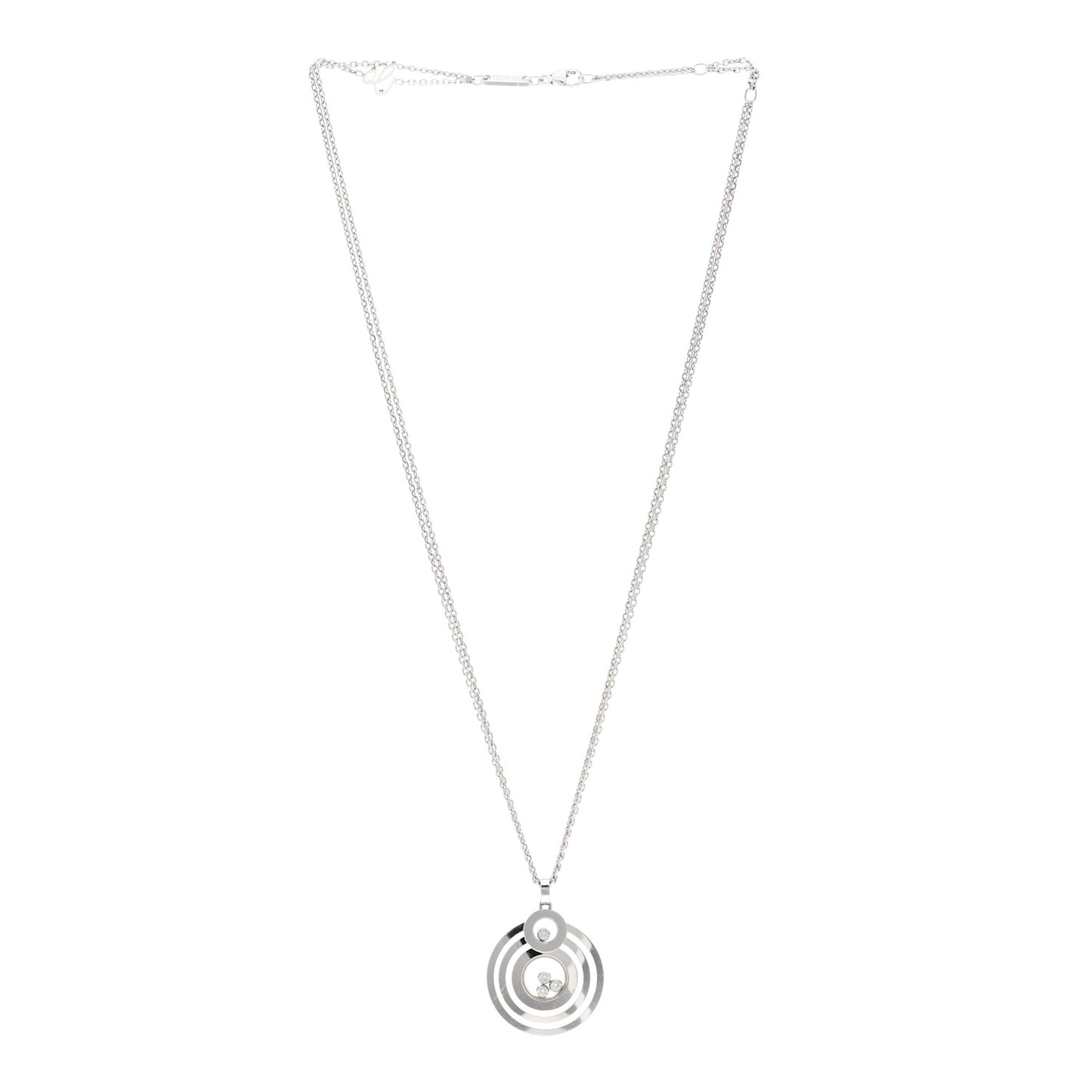 18K White Gold Happy Diamonds Circle Pendant Necklace