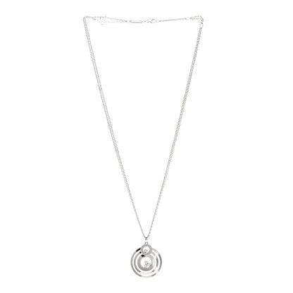 Chopard 18K White Gold Happy Diamonds Circle Pendant Necklace 3 of 5