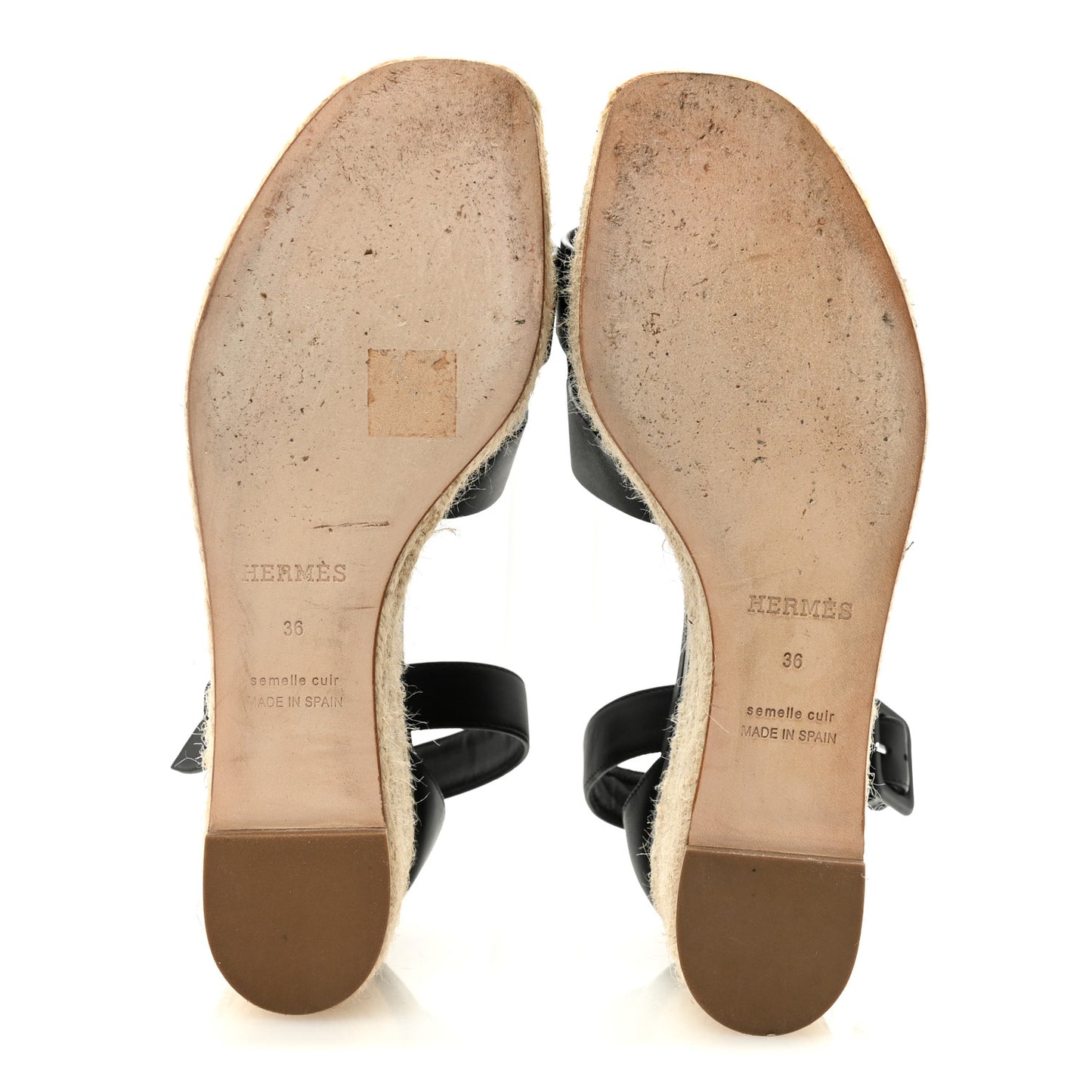 Calfskin Elda Espadrille Wedge Sandals 36 Black