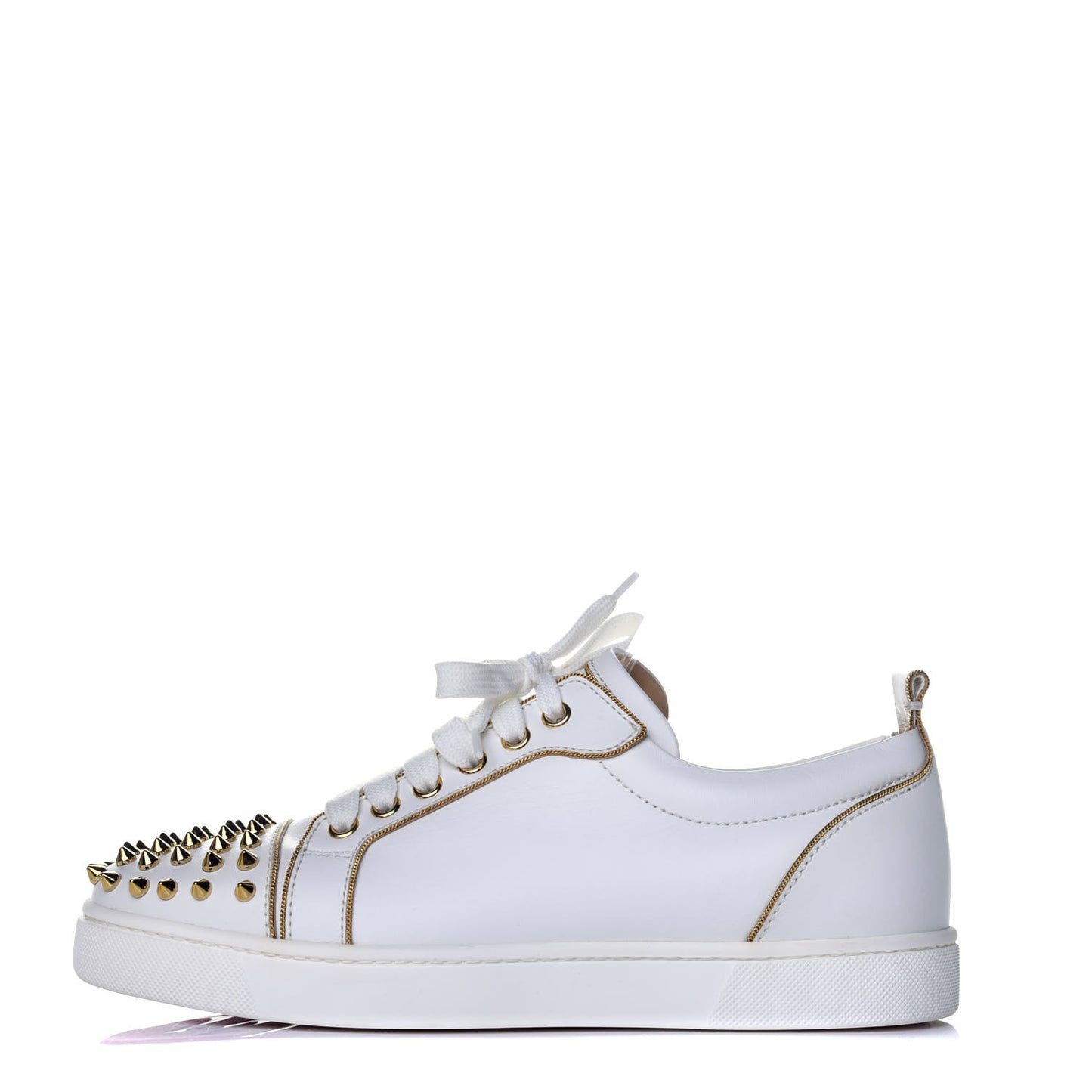 Calfskin Spikes Womens Rush Flat Sneakers 39 White Gold