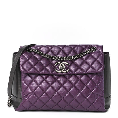 Chanel Metallic Calfskin Medium Lady Pearly Flap Dark Purple 1 of 12