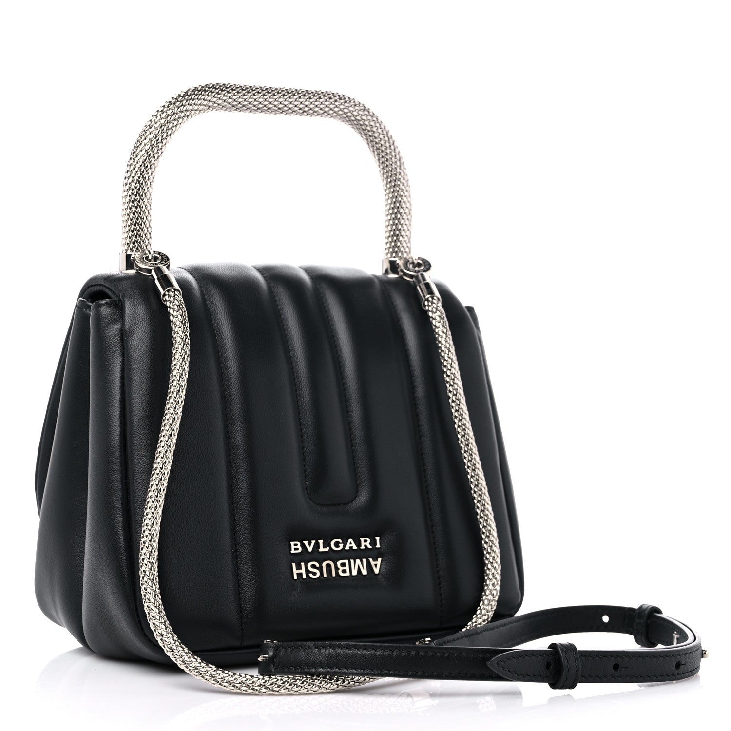 Bulgari X AMBUSH Calfskin Matelasse Serpenti Top Handle Bag Black 3 of 9