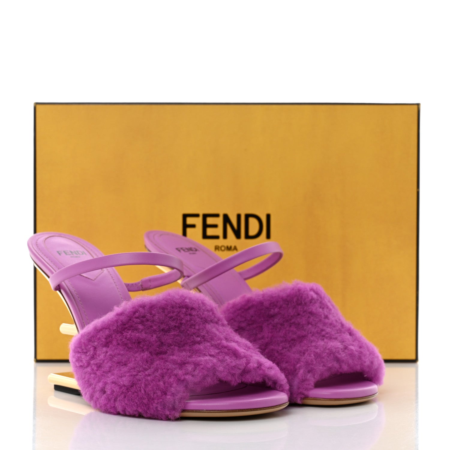 Fendi Shearling Vitello Fendi First 95mm Slide Sandals 38 Bouganville Colorado 8 of 8