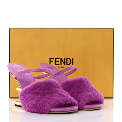 Fendi Shearling Vitello Fendi First 95mm Slide Sandals 38 Bouganville Colorado 8 of 8