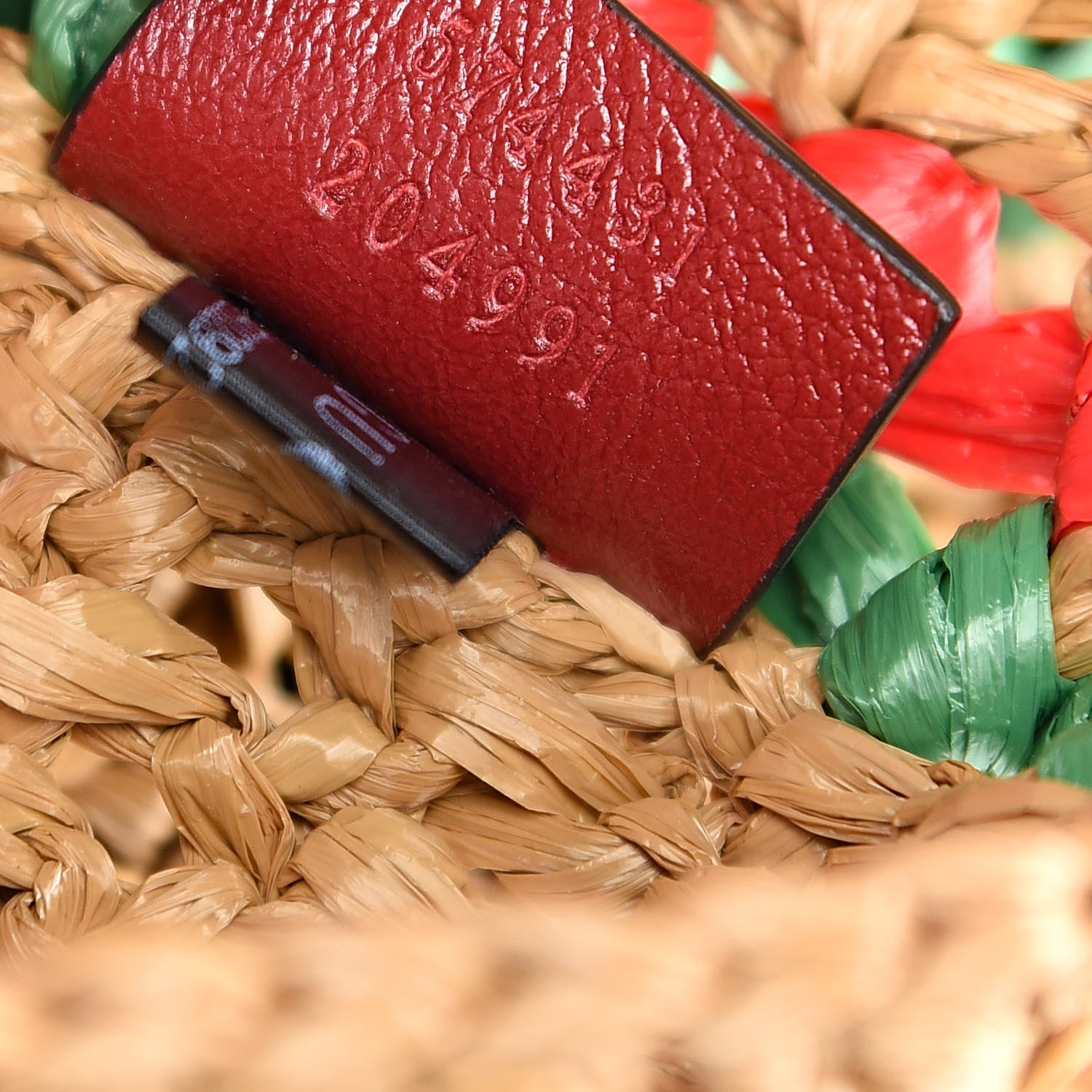 Gucci Raffia Effect Large GG Marmont Shoulder Tote Bag Natural Red Green 7 of 10