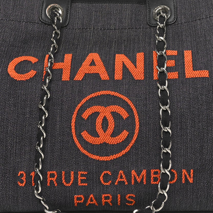 Chanel Denim Large Deauville Tote Blue Orange 8 of 10
