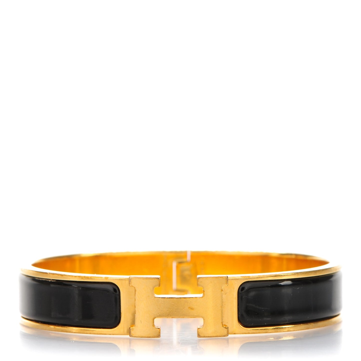 Enamel Narrow Clic Clac H Bracelet GM Black