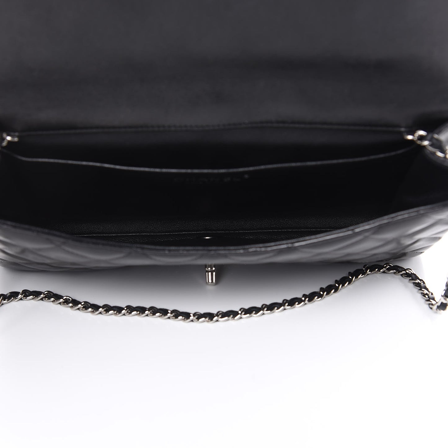 Lambskin Quilted Clutch With Chain Flap Black