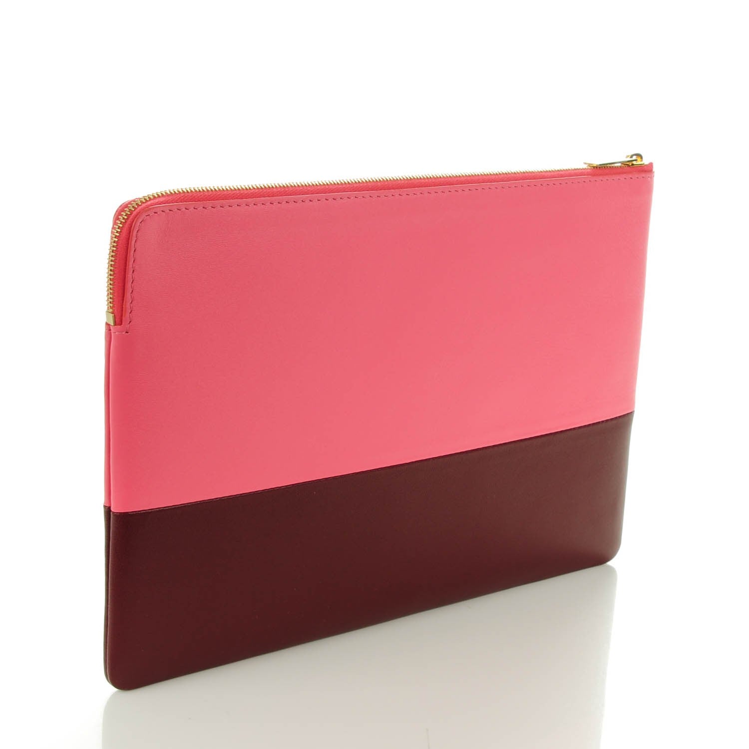 Celine Lambskin Bi-Color Solo Clutch Pouch Pink Rust 3 of 7