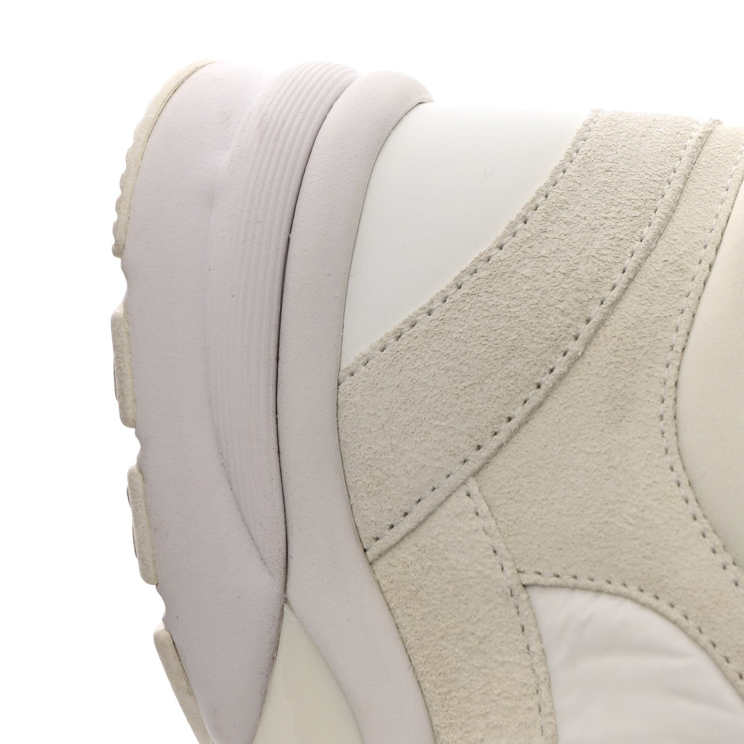 Chanel Suede Calfskin Fabric CC Sneakers 38 White 13 of 14