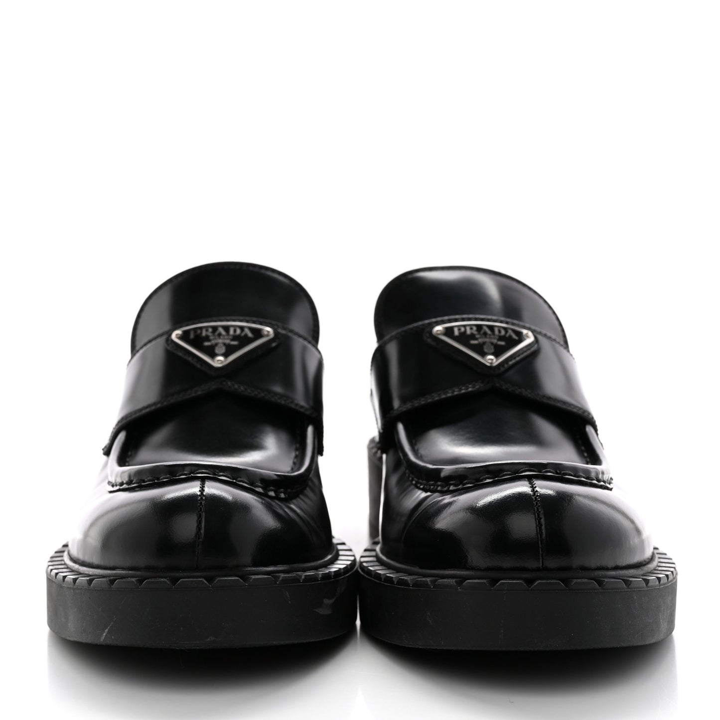 Spazzolato Metal Triangle Logo 50mm Loafers 40 Black