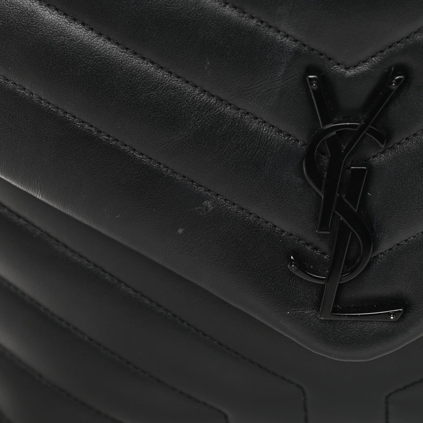 Calfskin Y Quilted Monogram Medium Loulou Chain Satchel Black
