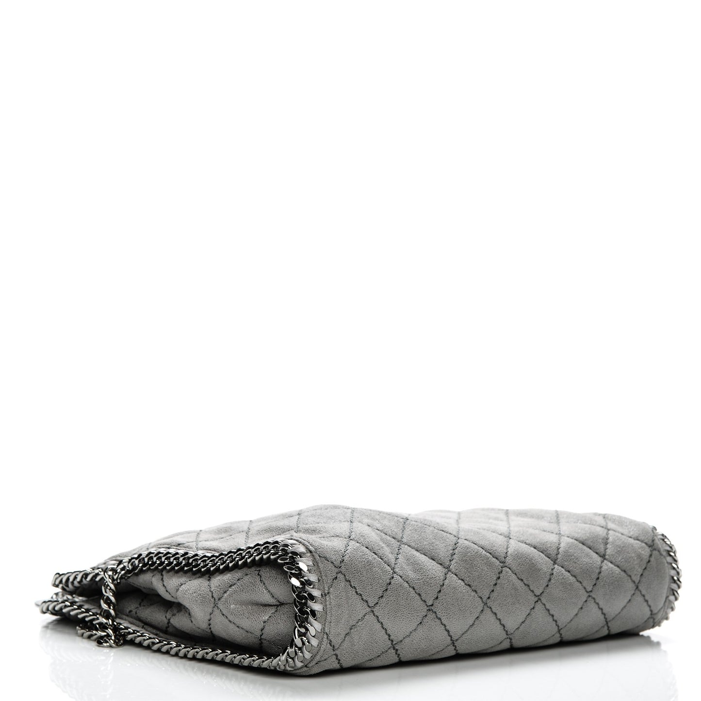 Shaggy Deer Quilted Fold Over Falabella Tote Light Grey