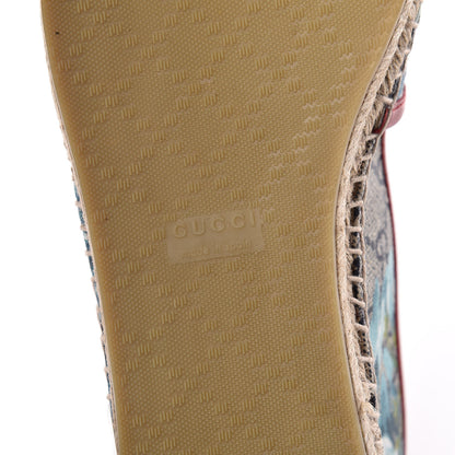 Gucci GG Supreme Monogram Blooms Espadrilles 38 Beige Blue Navy Hibiscus Red 6 of 9