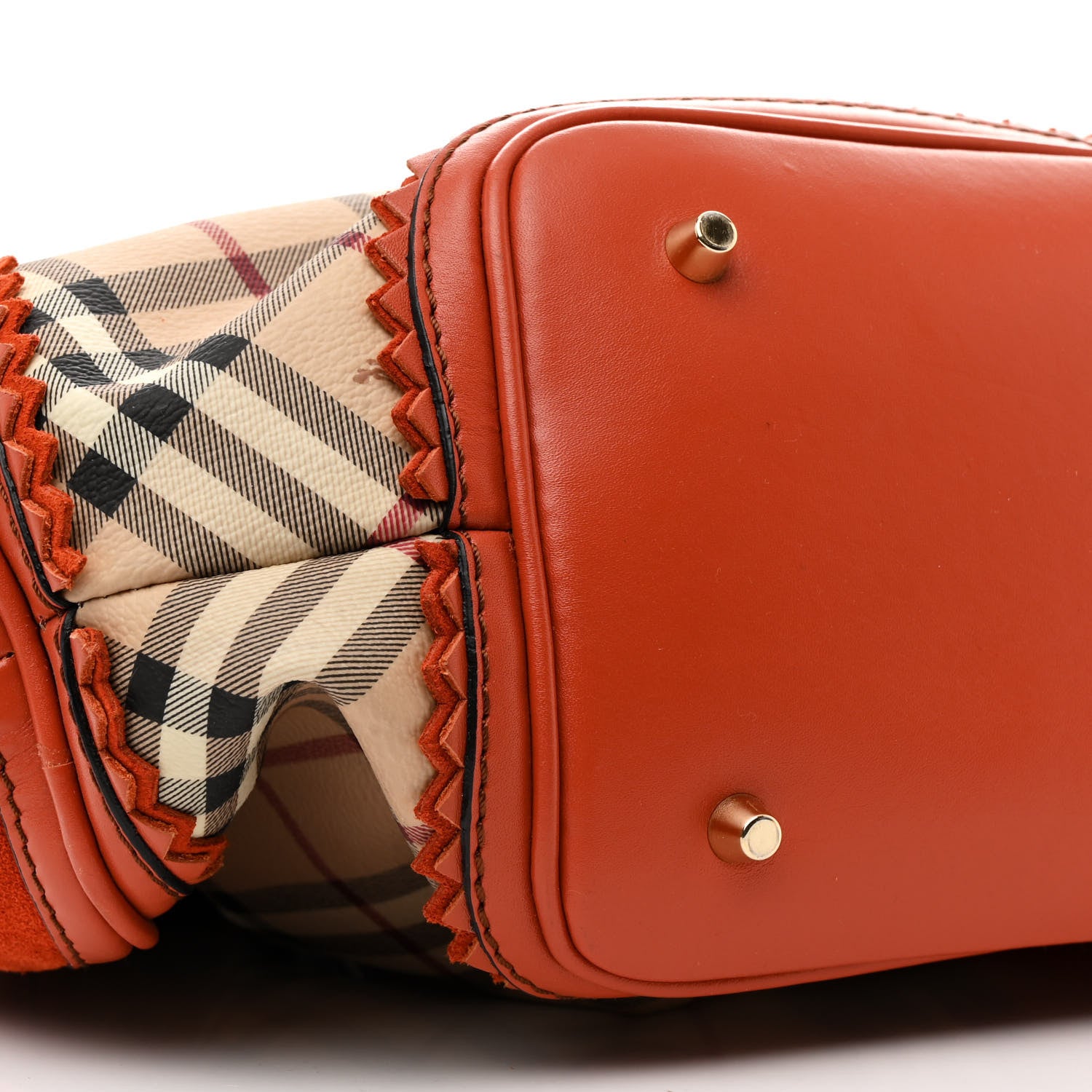 Burberry Haymarket Check Suede Prorsum Tassel Shrimpton Bag Tangerine 10 of 11