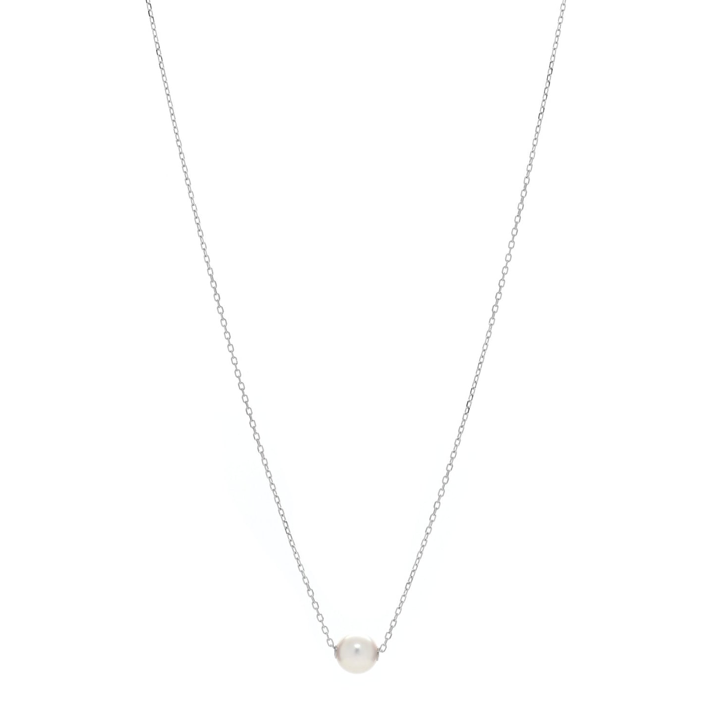 18K White Gold Akoya Pearl 8-8.5mm Single Pendant Necklace