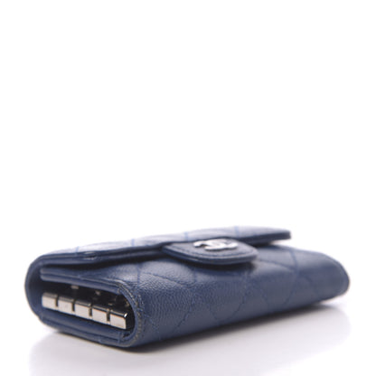 Chanel Caviar Quilted Classic 4 Key Holder Wallet Blue 4 of 9