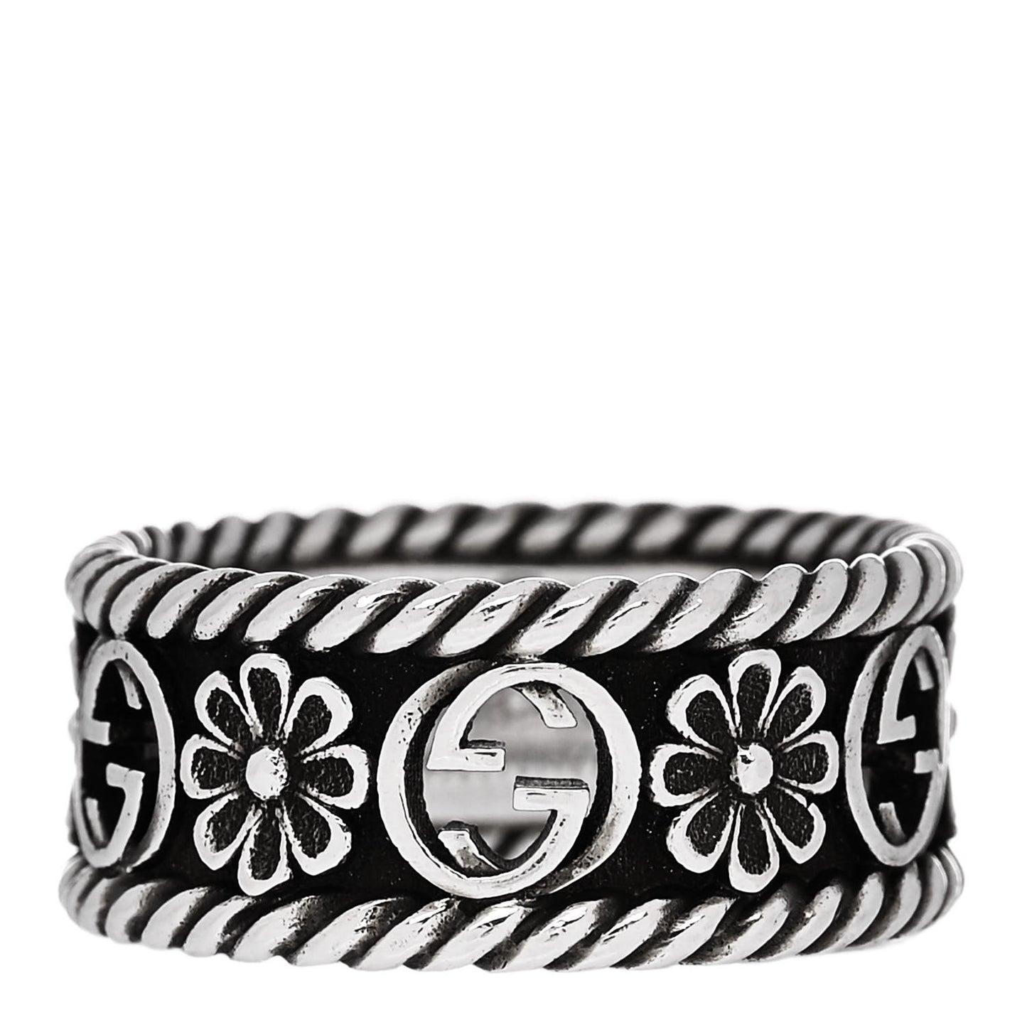 Sterling Silver Interlocking G Flower Ring 50 5.5