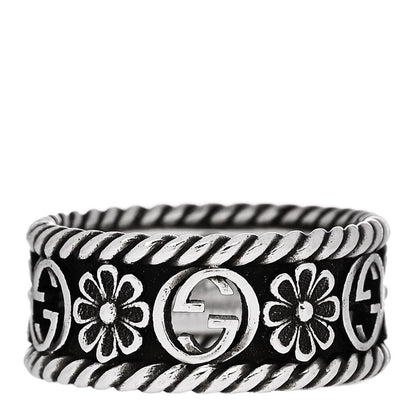 Gucci Sterling Silver Interlocking G Flower Ring 50 5.5 1 of 6