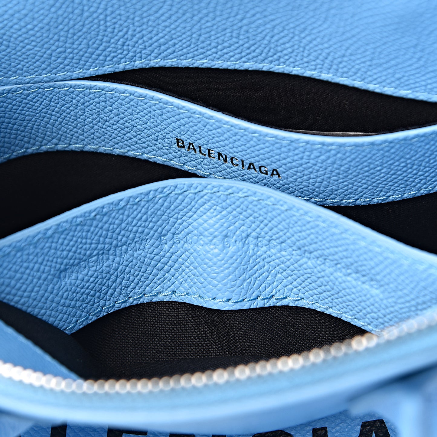 Signature Grained Calfskin Logo XXS Ville Top Handle Bag Baby Blue Black