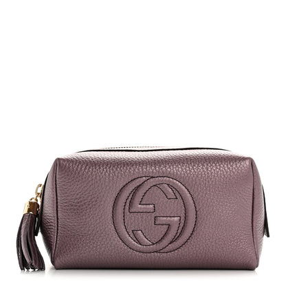 Gucci Metallic Pebbled Calfskin Medium Soho Cosmetic Case Purple 1 of 8