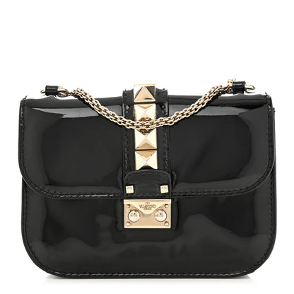 Valentino Garavani Patent Small Glam Lock Rockstud Flap Black 1 of 13
