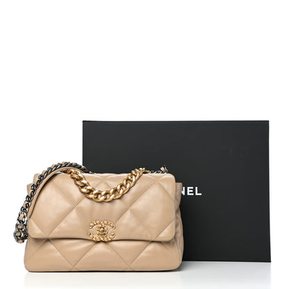 Chanel Lambskin Quilted Large Chanel 19 Flap Dark Beige 12 of 12