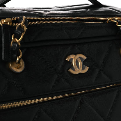 Chanel Shiny Grained Calfskin Quilted Large Travel Bowling Bag Black 10 of 11