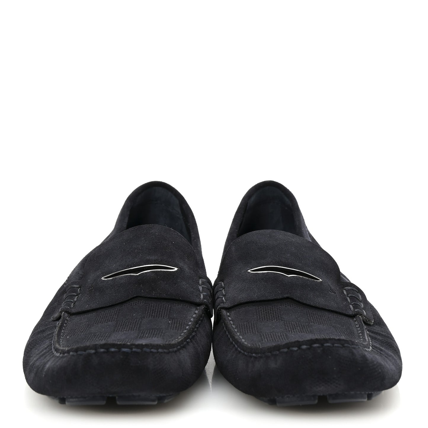 Suede Damier Mens Monte Carlo Moccasin Loafers 10.5 Navy