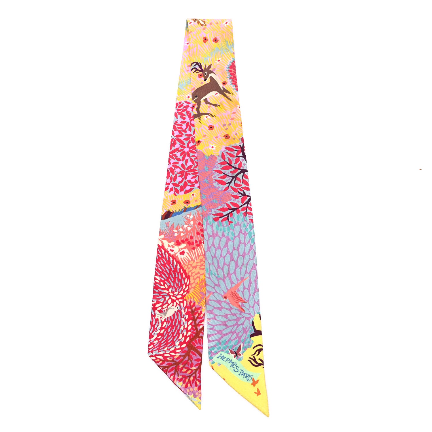 Hermes Silk Dans un Jardin Anglais Twilly Juane Vif Rouge Celadon 2 of 4