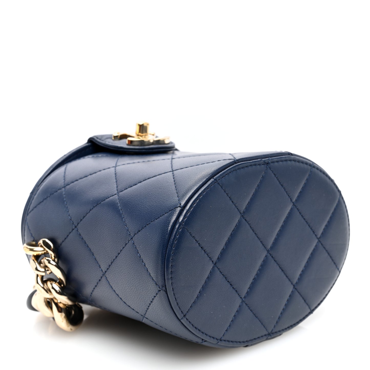 Lambskin Resin Elegant Chain Vanity Case Blue