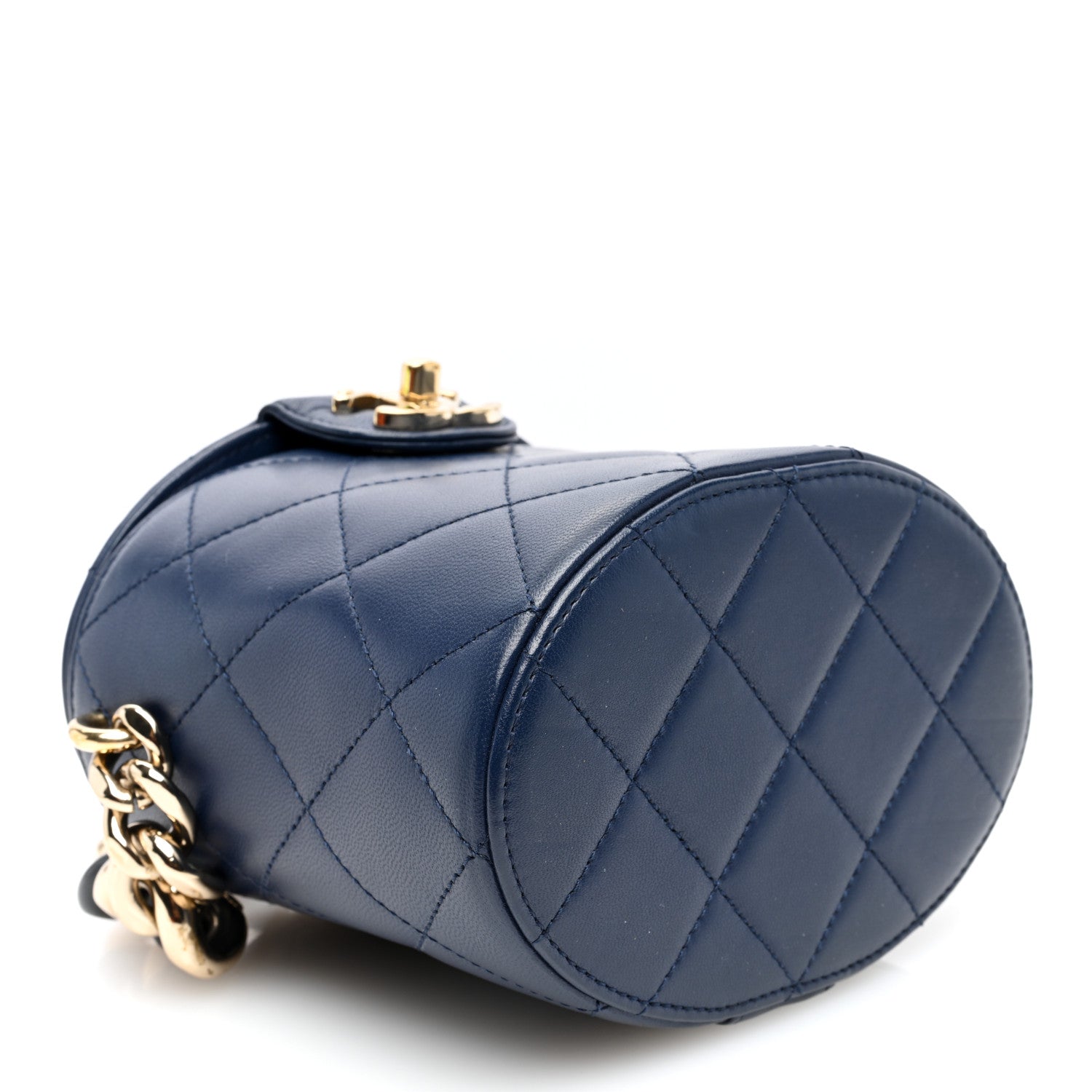 Chanel Lambskin Resin Elegant Chain Vanity Case Blue 4 of 11