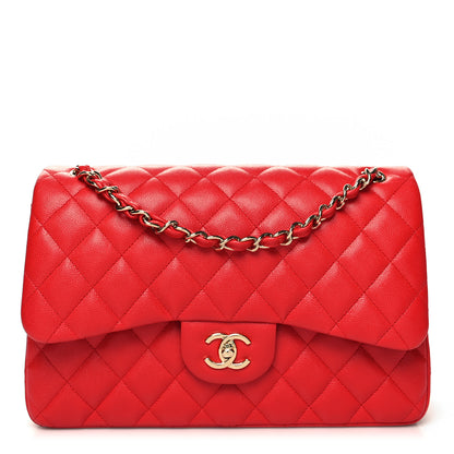 Chanel Caviar Quilted Jumbo Double Flap Red 1 of 11