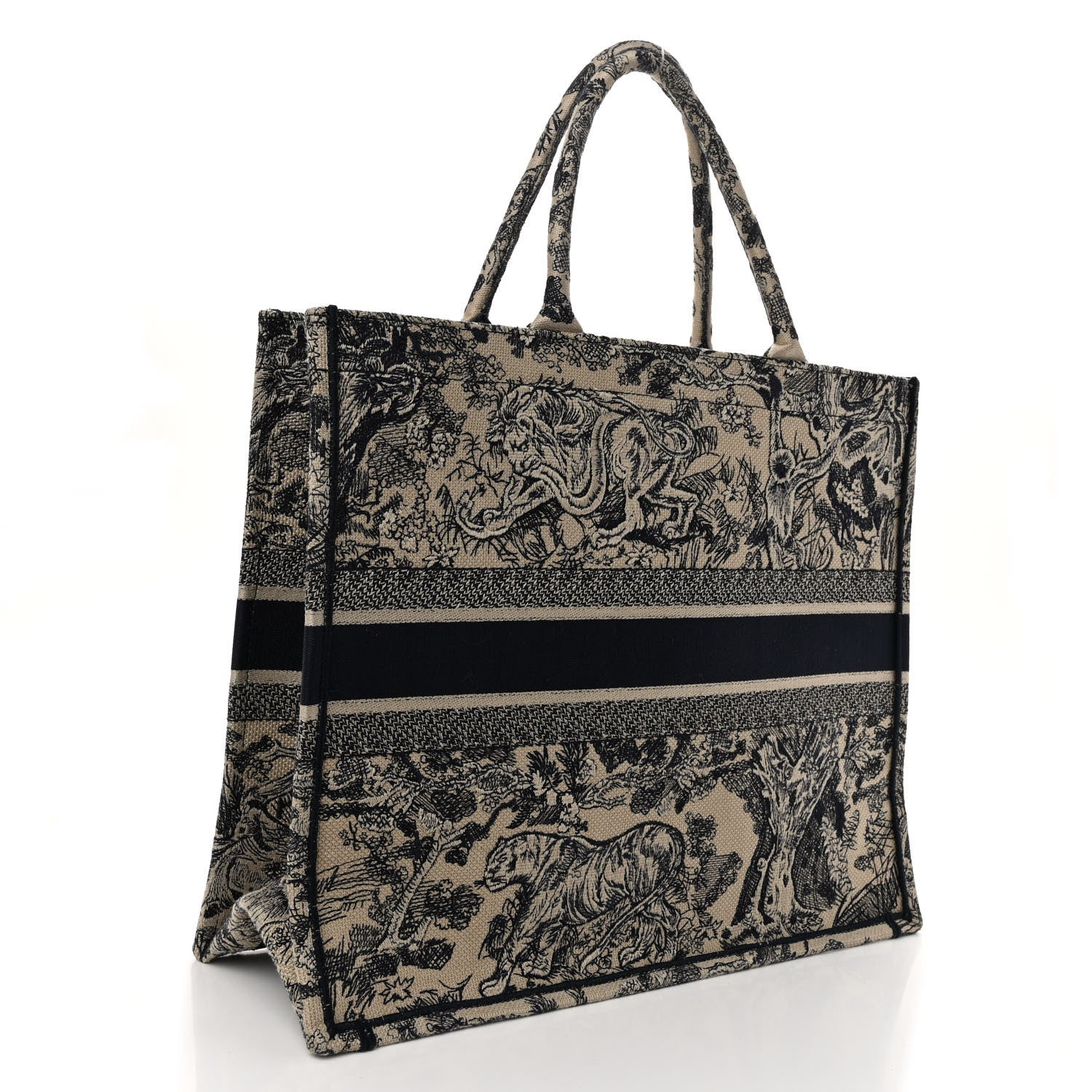 Christian Dior Canvas Embroidered Large Dioriviera Toile De Jouy Book Tote Black 3 of 10