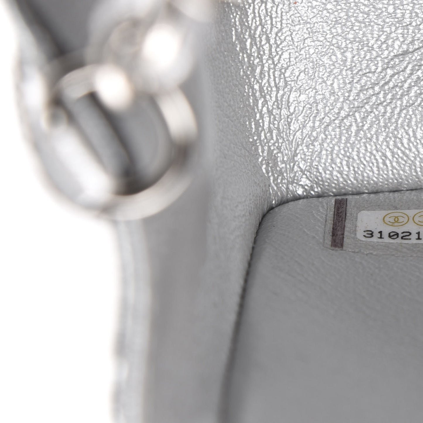 Metallic Lambskin Quilted Mini Rectangular Flap Silver
