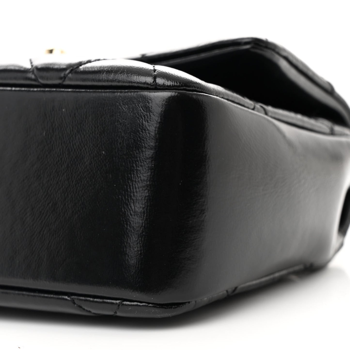 Shiny Lambskin Quilted Mini Coco Trip Flap Bag Black