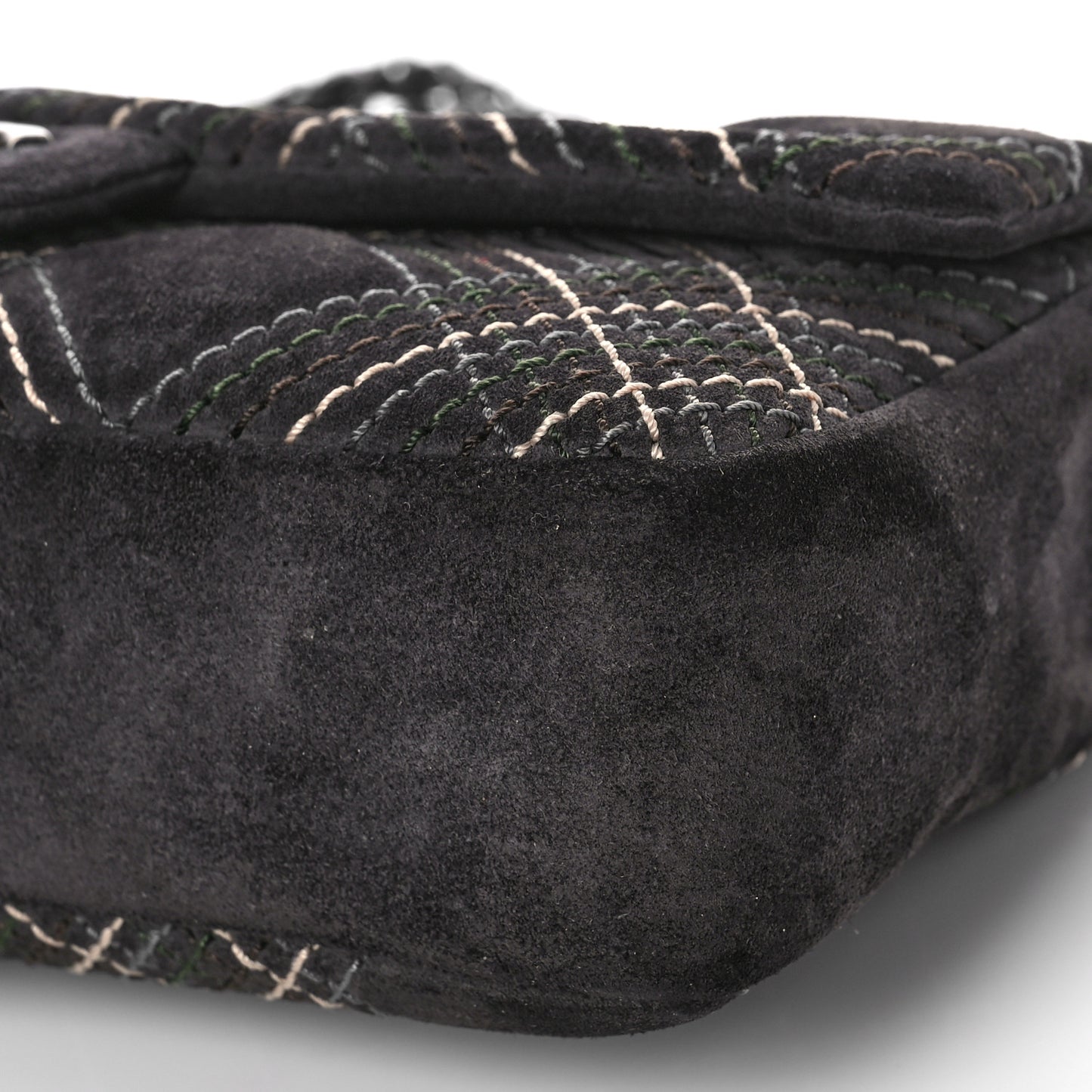 Suede Stitched Medium Saltire Single Flap Grey