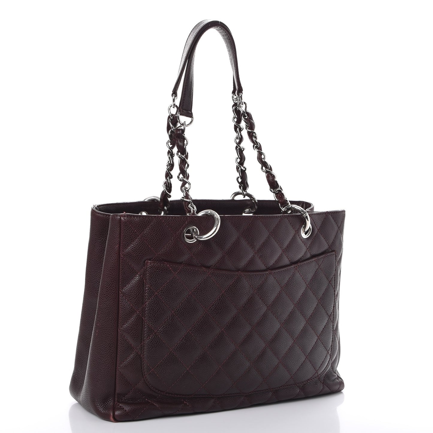 Caviar Quilted Grand Shopping Tote GST Dark Burgundy