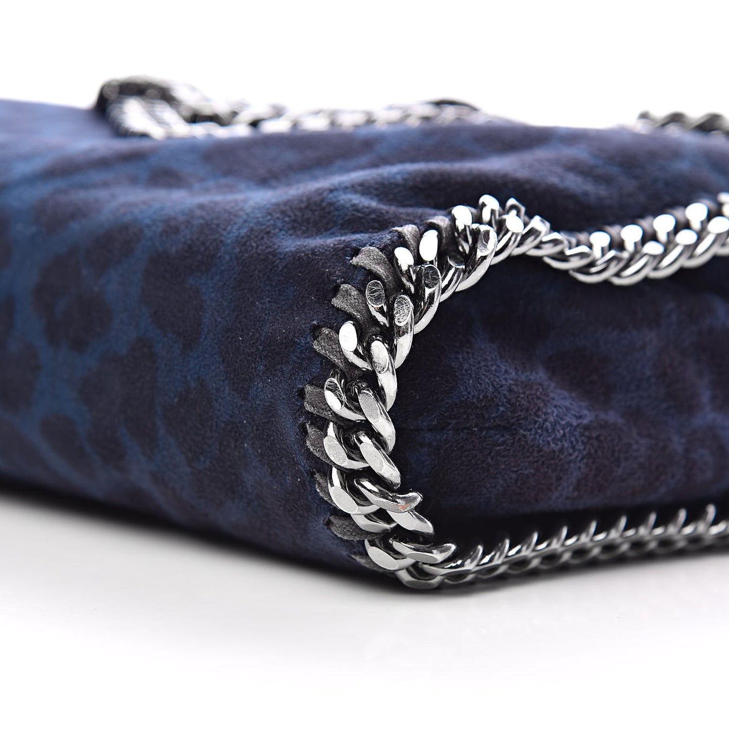 Shaggy Deer Leopard Print Falabella Fold Over Tote Blue Sapphire