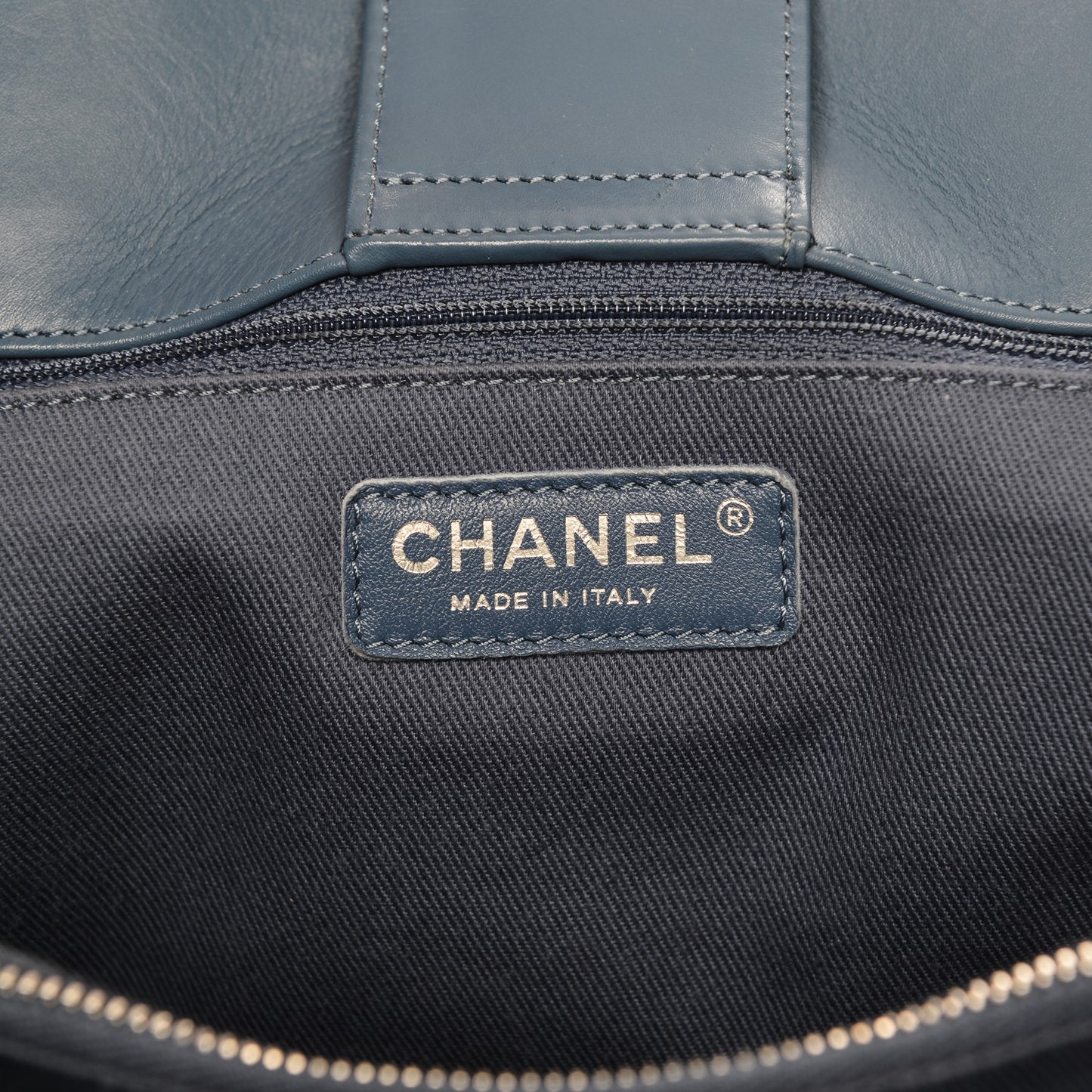 Calfskin Perforated Up In The Air Tote Dark Blue