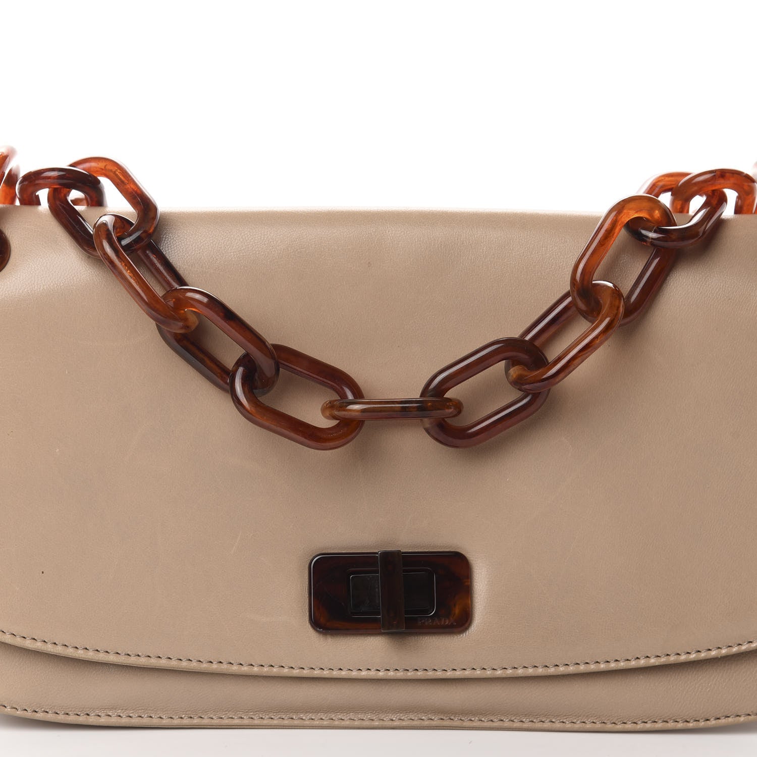 Prada Goatskin Swing Chain Shoulder Bag Beige 10 of 10