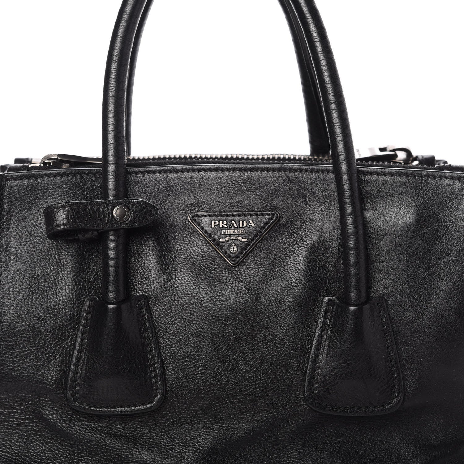 Prada Glace Calf Twin Pocket Tote Black 10 of 14