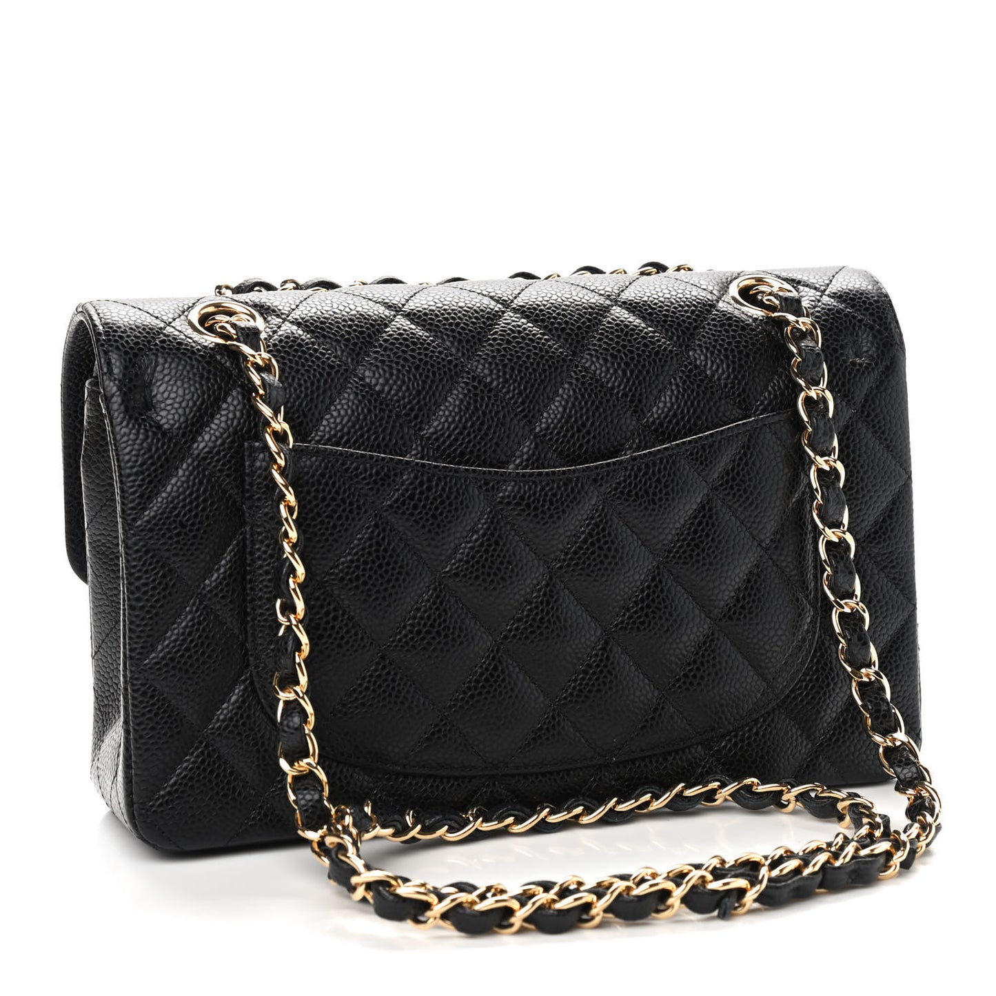 Caviar Quilted Small Double Flap Black