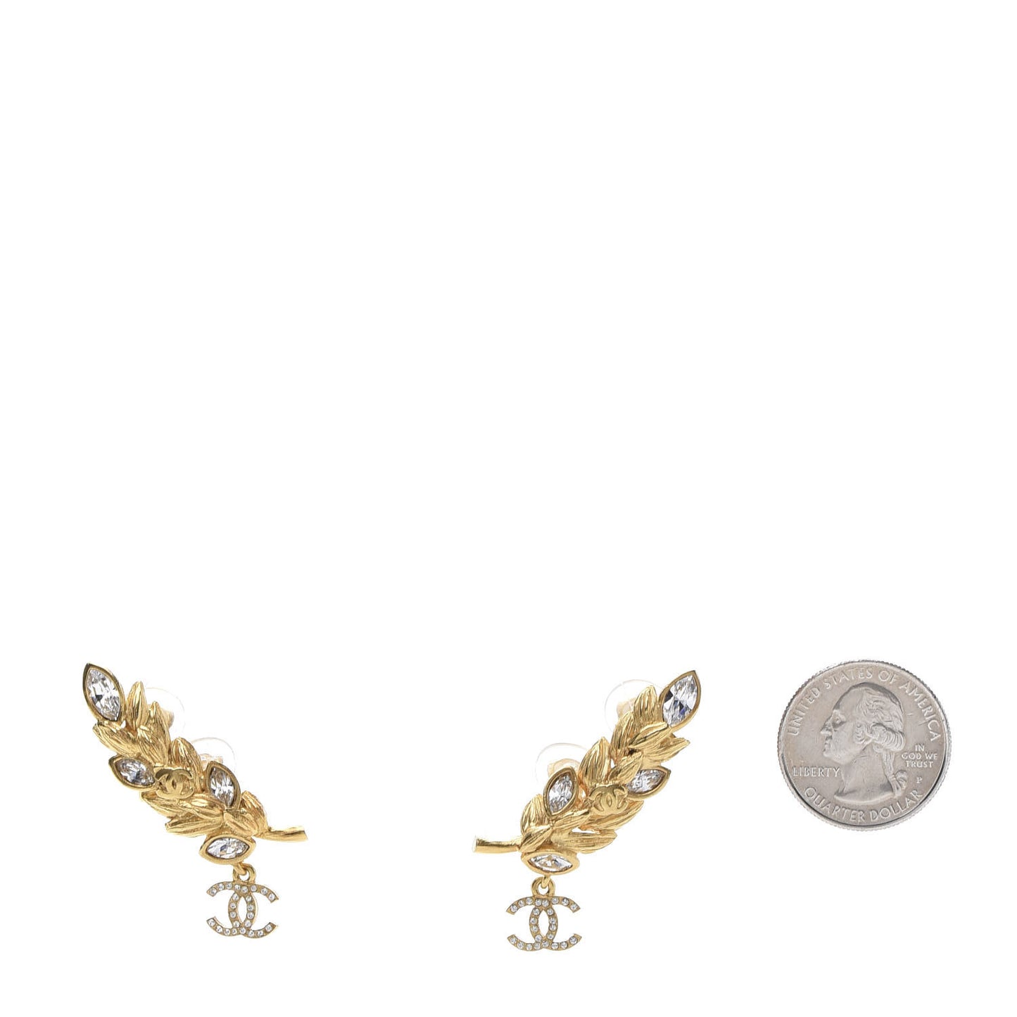 Crystal Sparkling Wheat CC Clip On Earrings Gold